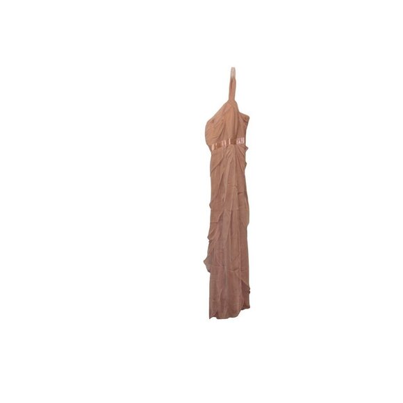 Adrianna Papell Blush One Shoulder Evening Gown Size 14.Long Ruffled Dress - Picture 2 of 7